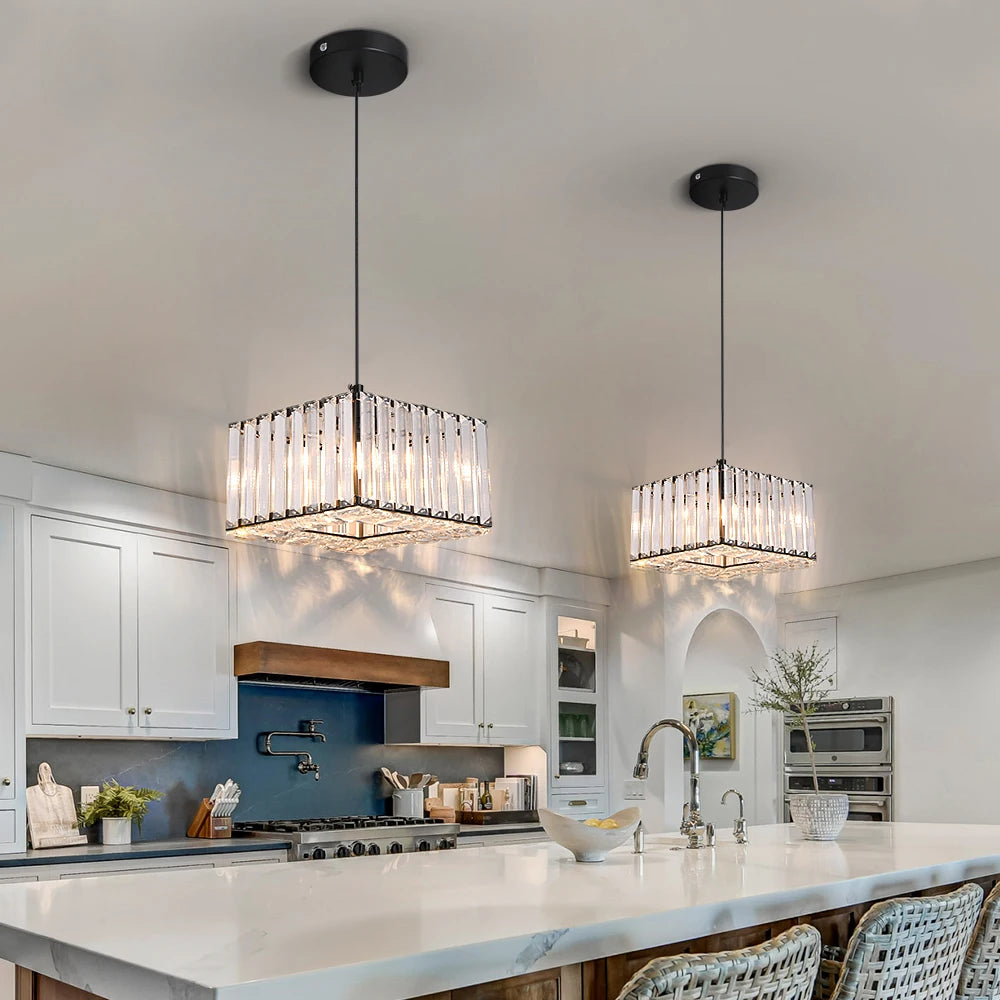 Lámpara colgante de cristal moderna, lámpara de techo Led de lujo, accesorios de decoración para el hogar, Isla de cocina, Lustre colgante ajustable