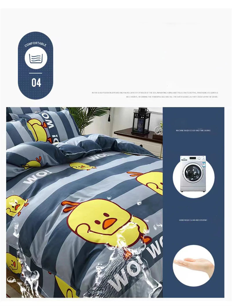 Juego de fundas de edredón de tamaño King de dibujos animados, 220x240, agradable para la piel, manta, funda de edredón y funda de almohada