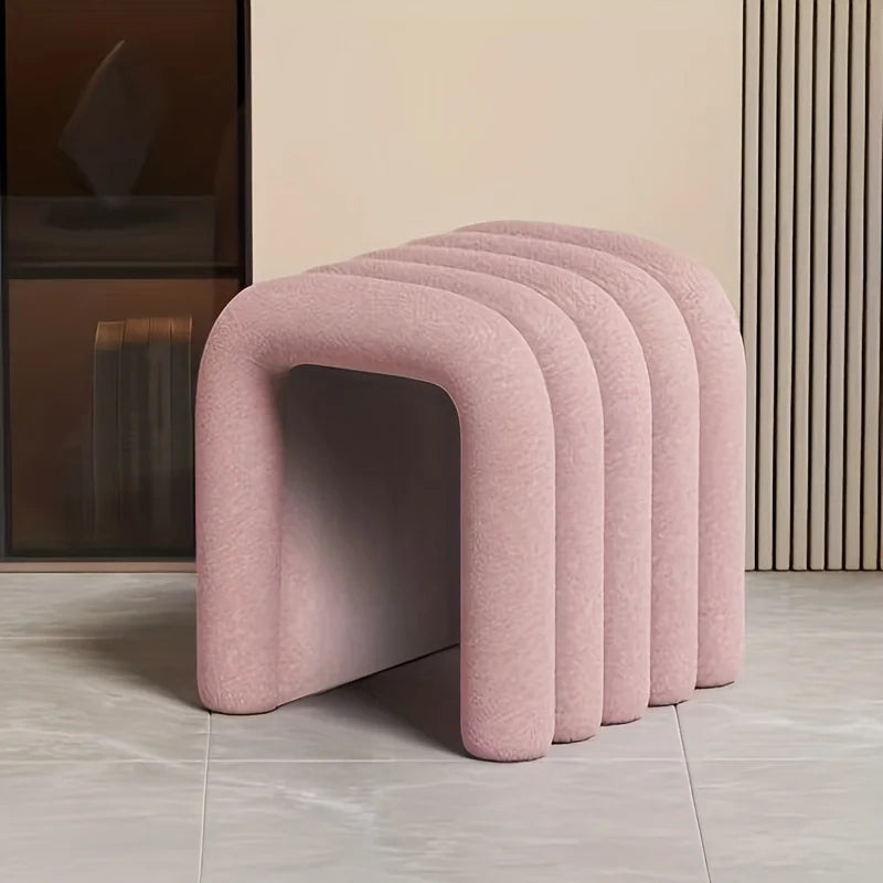 Taburete Moderno, Lujoso Reposapiés de Terciopelo y Banco de Maquillaje, Taburete Versátil para Decoración de Sala de Estar, Dormitorio y Pasillo