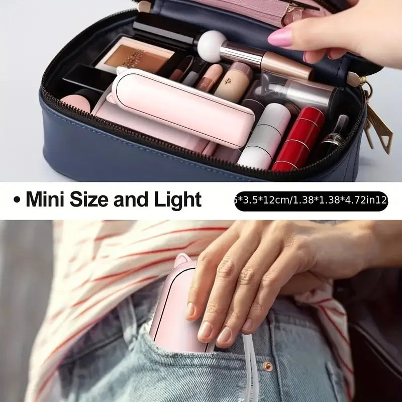 Mini ventilador portátil, recargable por USB, ventilador de mano plegable ajustable de 3 velocidades, adecuado para mujeres, viajes, uso al aire libre