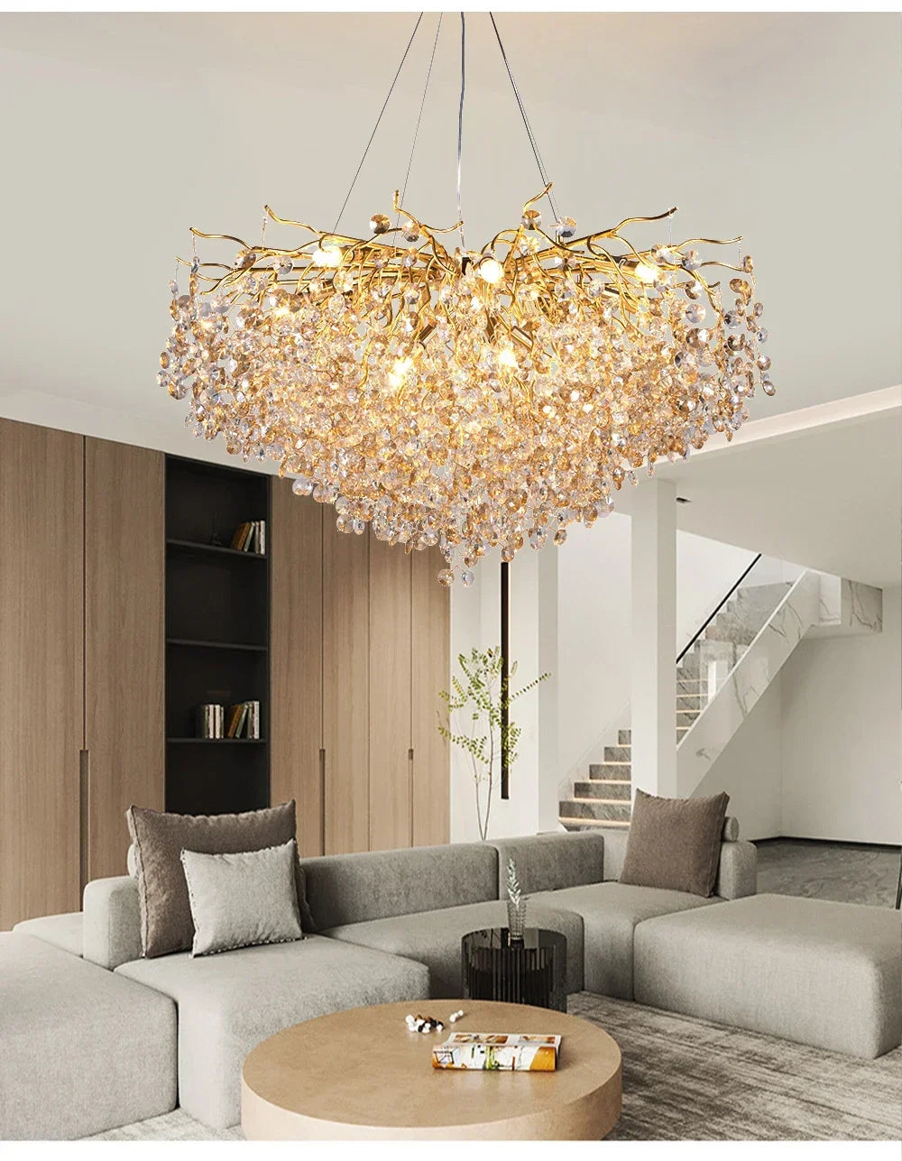 Candelabro de techo moderno para sala de estar, lámpara colgante de cristal de lujo para decoración Interior de Hotel y cocina, accesorio de iluminación