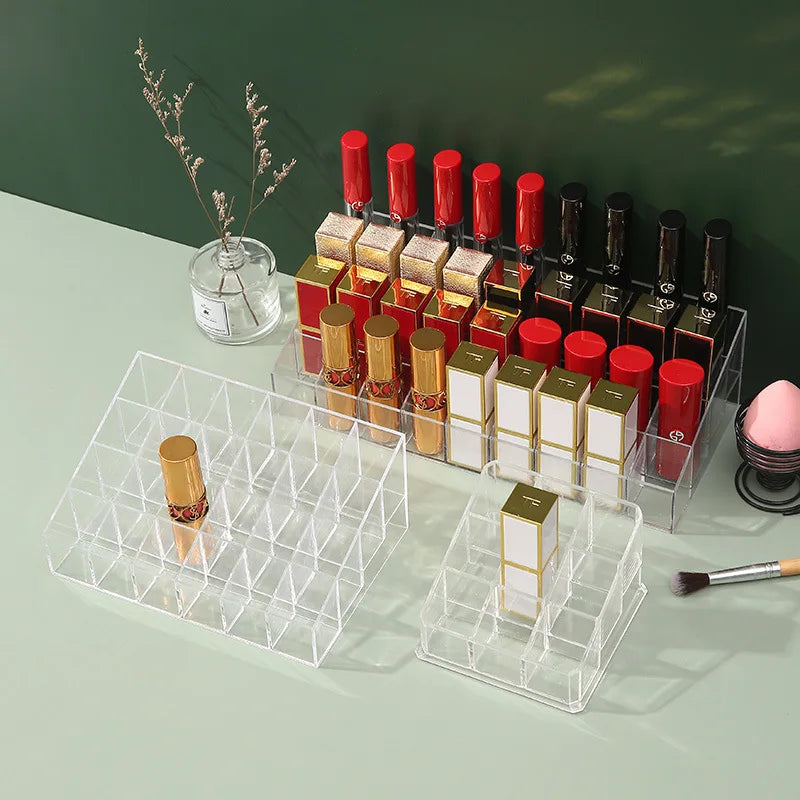 Organizador de Lápices Labiales Transparente para el Hogar, Caja de Almacenamiento de Plástico para Escritorio, Organizador de Cosméticos