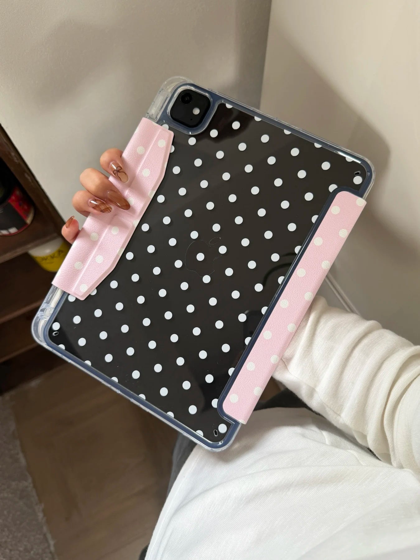 Funda para iPad plegable en Y con lunares y cierre a presión (6 colores) para iPad10/11th Air 11 4/5 10,9 Pro 11 12,9 iPad 10,2 7/8/9th Gen