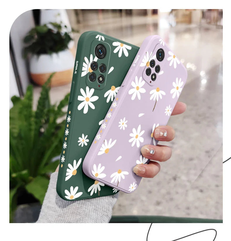 Funda de teléfono con diseño de margaritas para Xiaomi Redmi Note 14 13 12 12S 11 11S 10 10A 10T 10S 9T 9 8 7 Pro Plus 10C 4G 5G