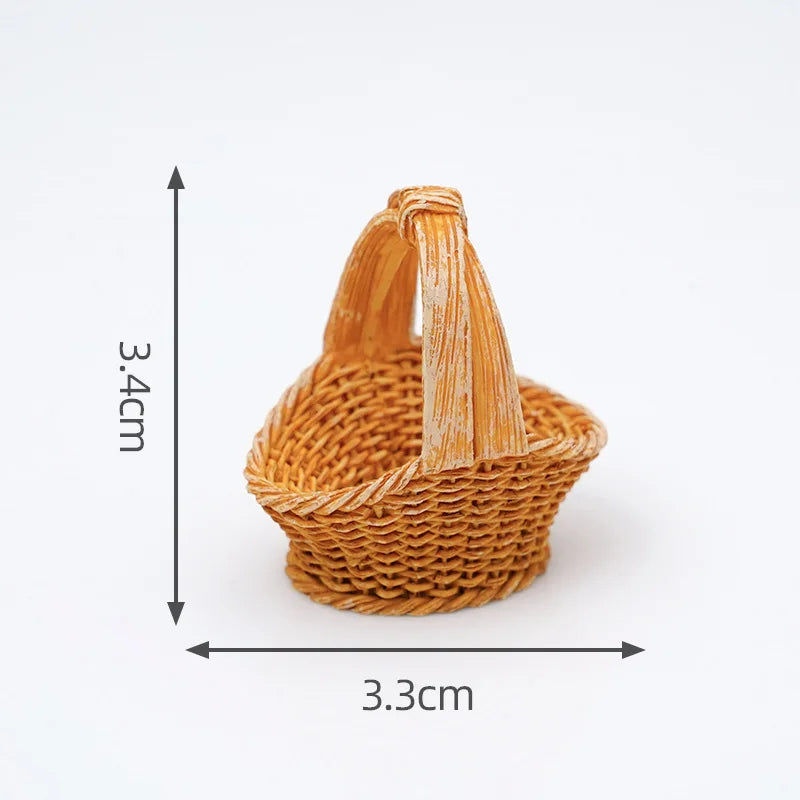Cesta de Mimbre en Miniatura para Casa de Muñecas 1/12, Modelo de Cesta de Pan y Frutas, Accesorios para Escena de Cocina, Regalo para Niños