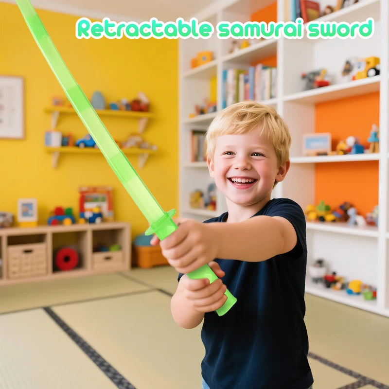 Samurai telescópico recto por gravedad con estampado 3D, juguetes para aliviar el estrés, accesorios elásticos, Katana plegable creativa, regalos divertidos
