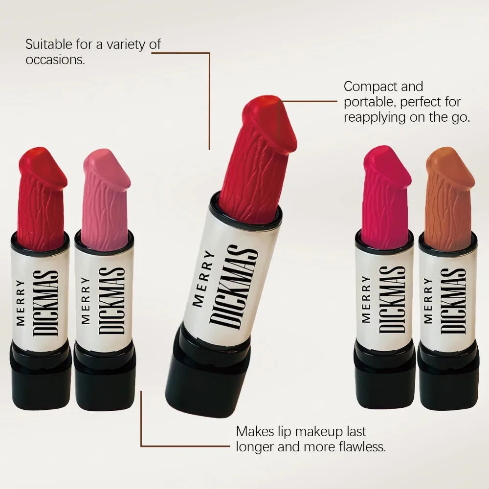 Lápiz Labial Secret Party Christmas, Lápiz Labial Mate de Larga Duración, Brillante, Sedoso, Suave como el Terciopelo, de Alta Pigmentación, Maquillaje Cosmético para Mujer