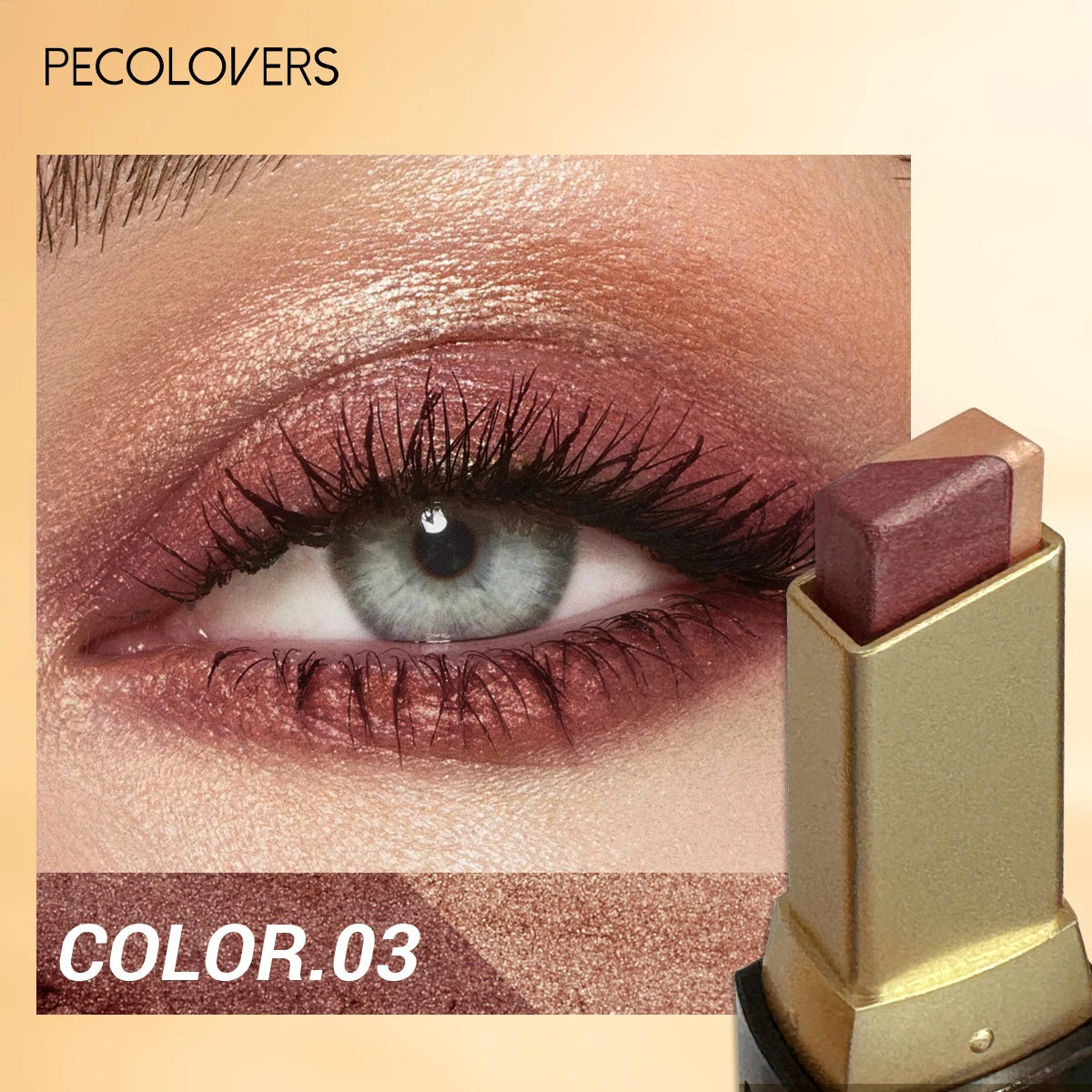 Barra de sombra de ojos de doble color, color de ojos mezclable para maquillaje diario, marrón y rosa, producto cosmético para maquillaje de ojos, 1 ud.