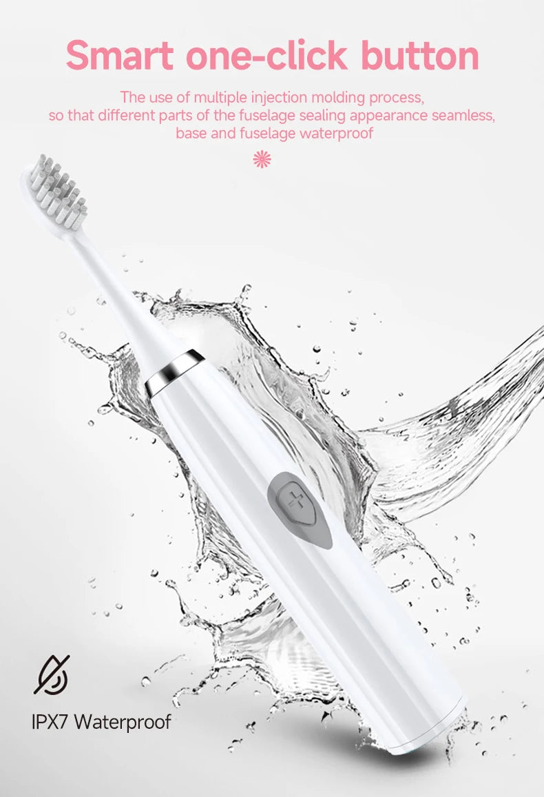 Cepillo de dientes eléctrico para adultos, cerdas suaves DuPont, batería portátil, IPX7, resistente al agua, inteligente, eficaz, cuidado bucal