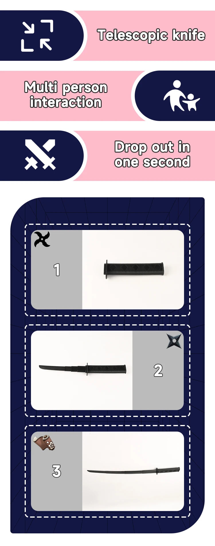 Samurai telescópico recto por gravedad con estampado 3D, juguetes para aliviar el estrés, accesorios elásticos, Katana plegable creativa, regalos divertidos