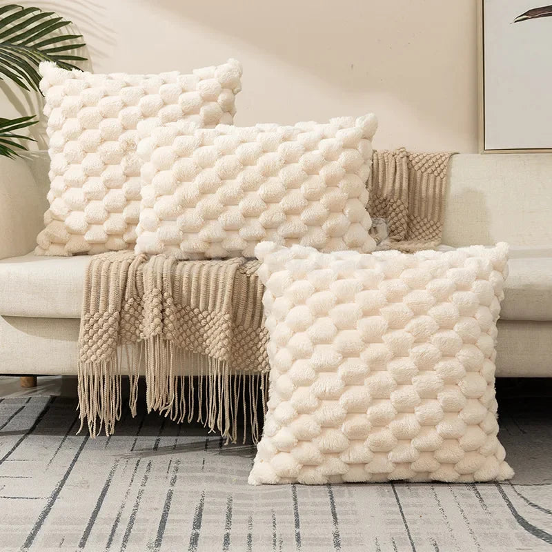 Funda de almohada tejida de terciopelo con copos de nieve, funda de almohada de Color sólido, funda de cojín de cintura suave y cómoda para sala de estar, sofá, decoración del hogar