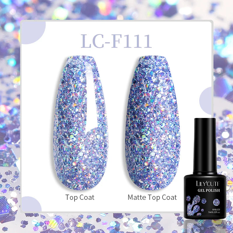 LILYCUTE-esmalte en Gel para uñas, barniz semipermanente para manicura, con LED UV, 129 colores, 7ML