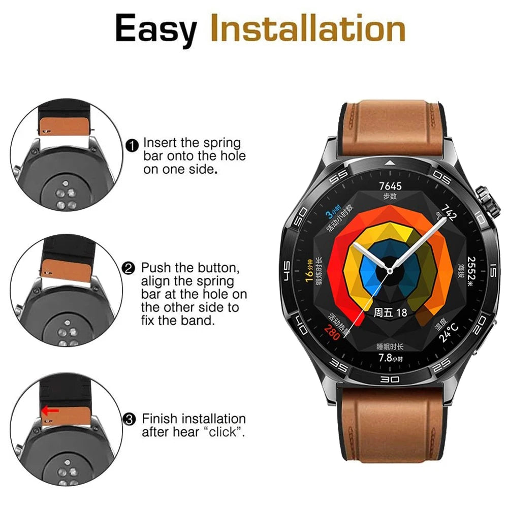 Correa de repuesto de 22mm para Huawei Watch GT6 6Pro GT5 GT 4 3 2 46mm Watch 5 4 Pro Smartwatch pulsera de silicona de cuero
