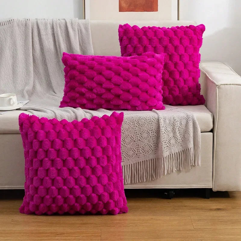 Funda de almohada tejida de terciopelo con copos de nieve, funda de almohada de Color sólido, funda de cojín de cintura suave y cómoda para sala de estar, sofá, decoración del hogar