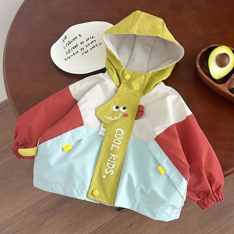 Nueva Chaqueta Cortavientos de Dinosaurio para Niños Primavera 2026, Estilo Coreano, Abrigo con Capucha para Bebés y Niños Pequeños, Ropa Exterior de Manga Larga