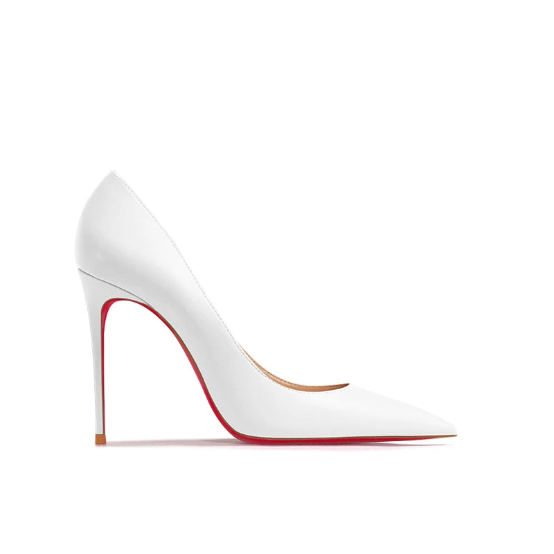 Nuevos Zapatos de Tacón Alto Puntiagudos de Boca Poco Profunda con Tacones Finos, Zapatos Individuales Blancos Mate de Moda para el Trabajo, Suela Blanda, Talla Única