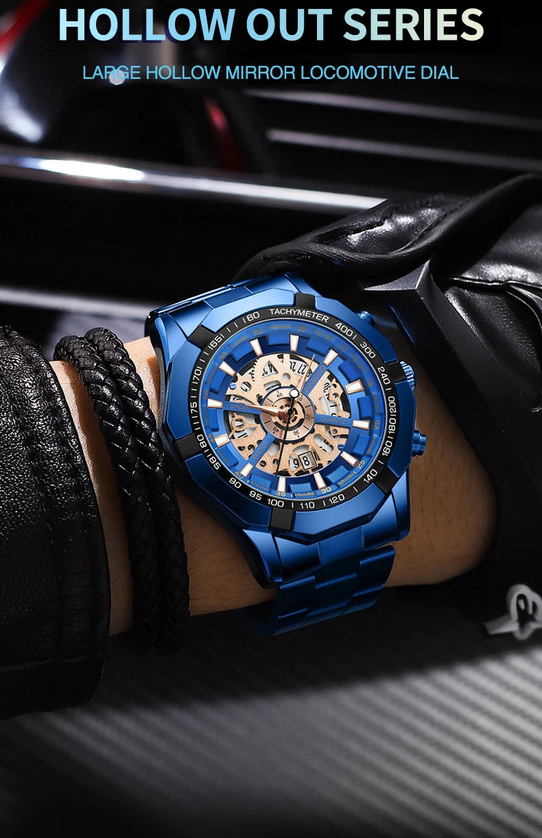 Relojes BINBONG de negocios para Hombre, Reloj de cuarzo luminoso con calendario resistente al agua para Hombre, Reloj de acero inoxidable para Hombre