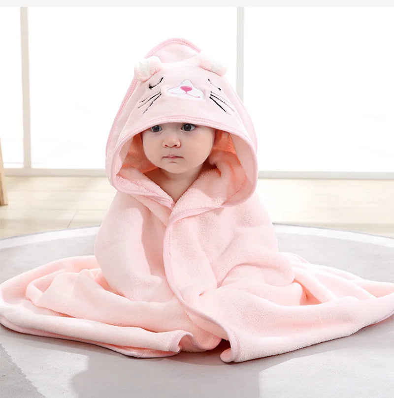 Toallas de Baño para Bebés con Diseño de Animales de Dibujos Animados, Toalla con Capucha Suave para Recién Nacidos, Bata de Baño para Niños Pequeños, Envoltura Cálida para Dormir para Niños y Niñas