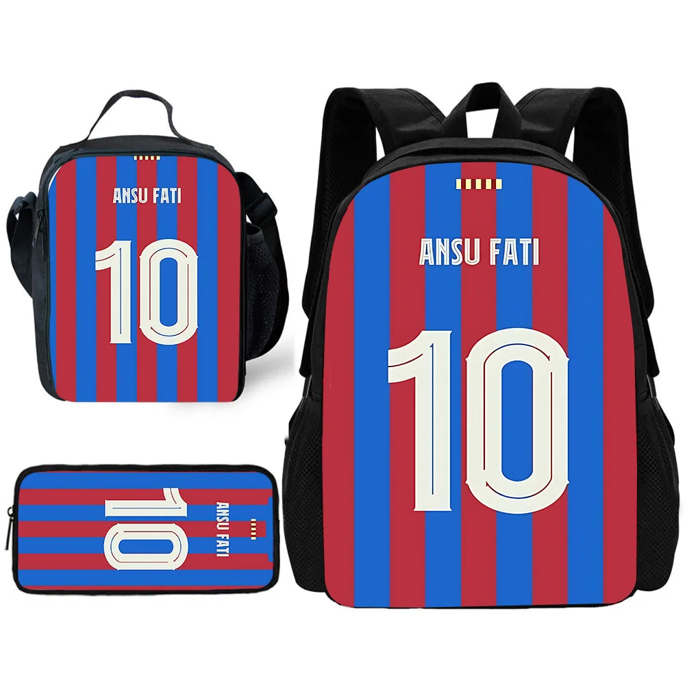 Mochila escolar para niños, fútbol, Lamine Yamals, con bolsas para el almuerzo, bolsas para lápices, mochilas escolares para niños y niñas, el mejor regalo