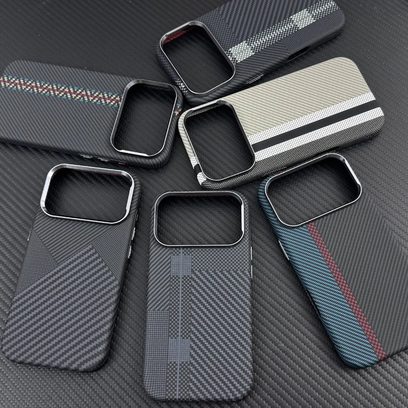 Funda Magnética con Textura de Fibra de Carbono para iPhone 17, 17 Pro Max, 16 Pro, 15, 14, 13, Ultrafina, con Lente de Aleación, Carga Inalámbrica, Carcasa Rígida