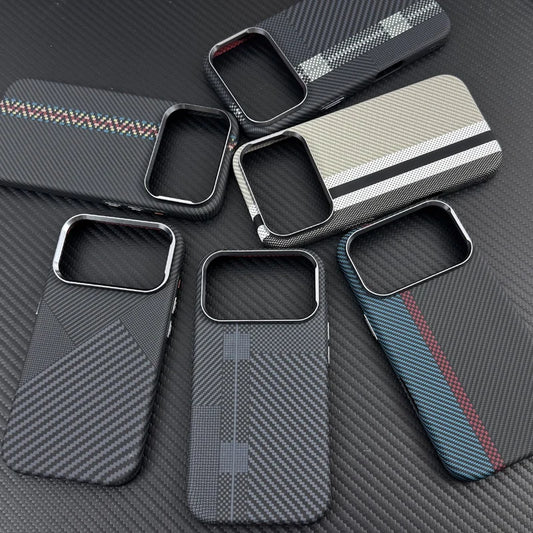 Funda Magnética con Textura de Fibra de Carbono para iPhone 17, 17 Pro Max, 16 Pro, 15, 14, 13, Ultrafina, con Lente de Aleación, Carga Inalámbrica, Carcasa Rígida