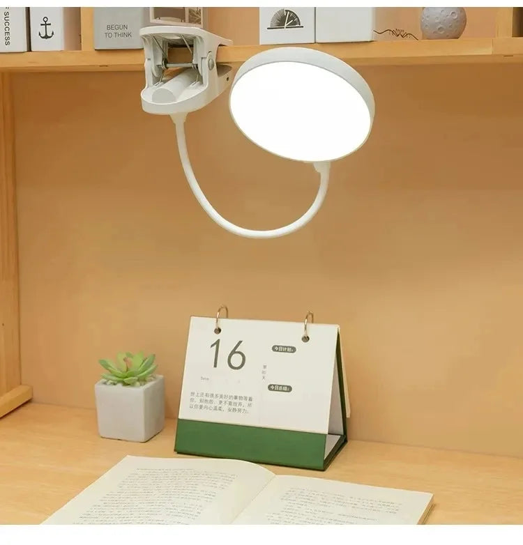 Lámpara de mesa Led, luz nocturna recargable por USB con abrazadera plegable, soporte de estudio, lámpara de lectura táctil, 3 modos de atenuación, luz de protección ocular
