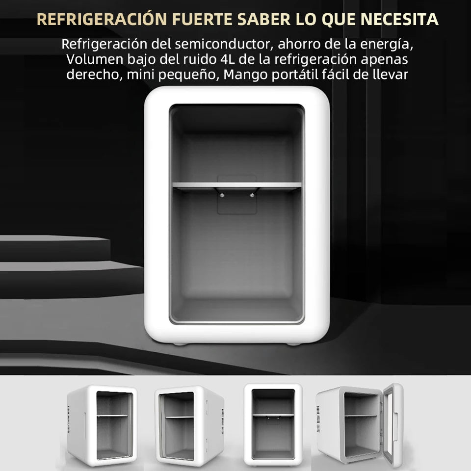 Mini refrigerador de belleza de 4L con función de enfriamiento y calentamiento, para uso en casa y en el coche, almacenamiento refrigerado para productos de cuidado de la piel para mantenerlos frescos.