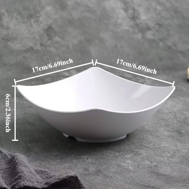 Juego de 4 Platos Hondos de Paja de Trigo Blanca, Imitación Cerámica, Esquinas Cuadradas, Irrompibles, Aptos para Microondas, Platos Sencillos para la Cena