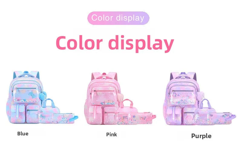 Mochila Escolar 2026 con Colgante de Amor, Juego de 3 Piezas, Decoración de Mariposas, Mochilas Escolares para Niñas, Estilo Princesa