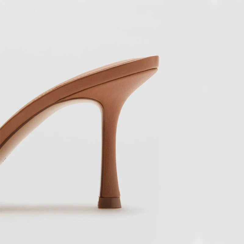 Sandalias de Tacón Alto para Mujer, Primavera-Verano 2026, Nuevas Sandalias Elegantes de Cuero Pintado, Sandalias de Tacón Alto para Uso en Exteriores