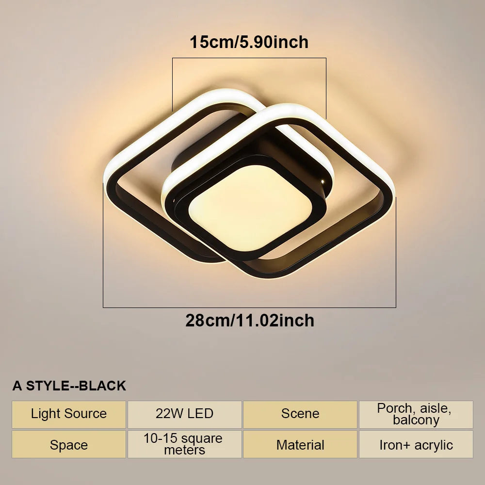 Luz de techo moderna, lámpara de techo LED para pasillo pequeño, diseño de cerca de techo, accesorio de iluminación para el hogar, cocina, dormitorio, balcón