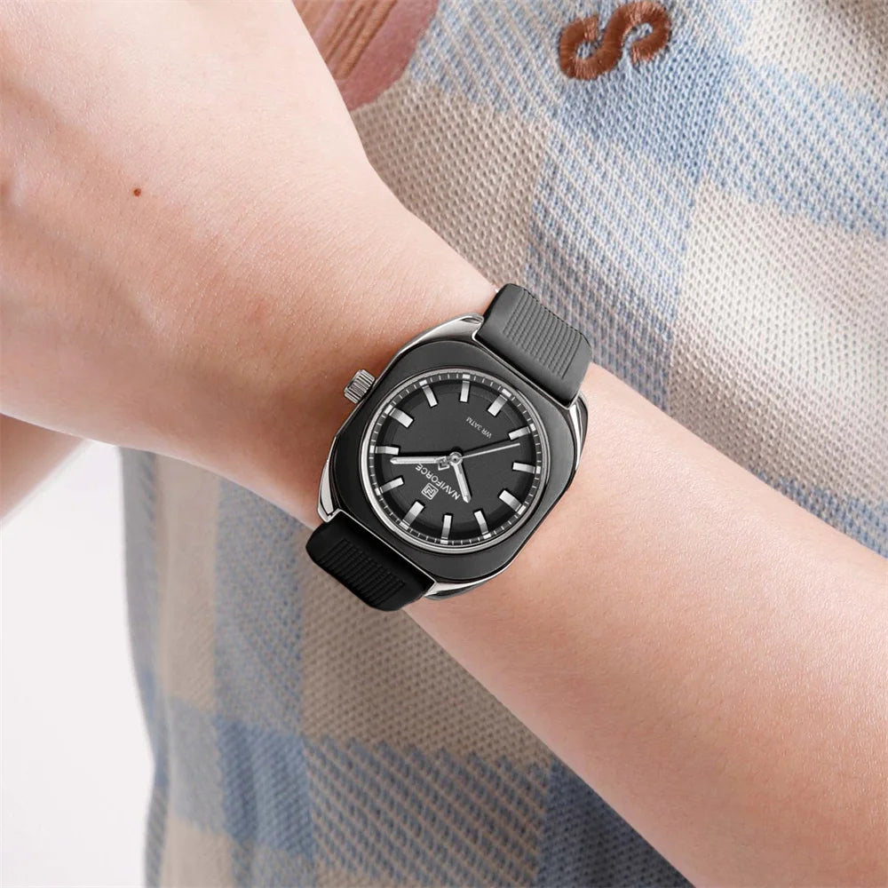 NAVIFORCE, reloj para mujer, marca superior, moda de lujo, reloj de pulsera Original para mujer y niña, pulsera de goma de silicona, reloj informal para mujer 5061