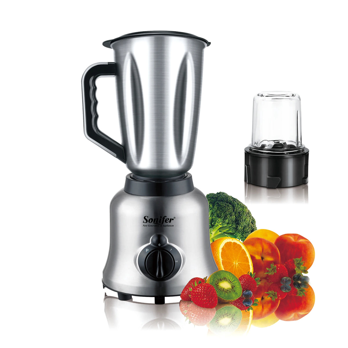 Sonifer-licuadora y exprimidor de carne 2 en 1, mezclador de cocina de acero inoxidable de 400W, procesador de alimentos y frutas, batidos de hielo