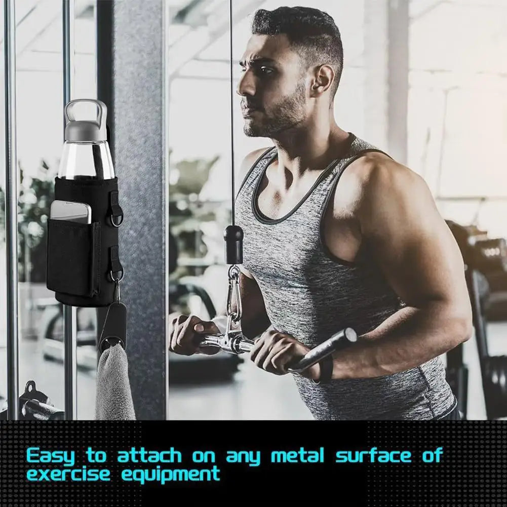 Bolsa para botella con eslinga magnética con correa para el hombro, soporte para botella de agua, soporte para teléfono para hombres y mujeres, entrenamiento, Fitness, viajes al aire libre