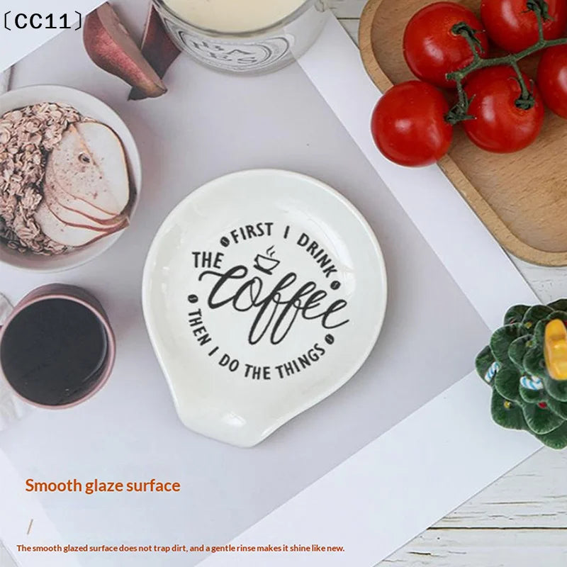 Soporte y bandeja versátil de cerámica blanca, perfecto para cucharas de café y sopa, organizador de cocina, utensilios de cocina, vajilla〔CC11〕