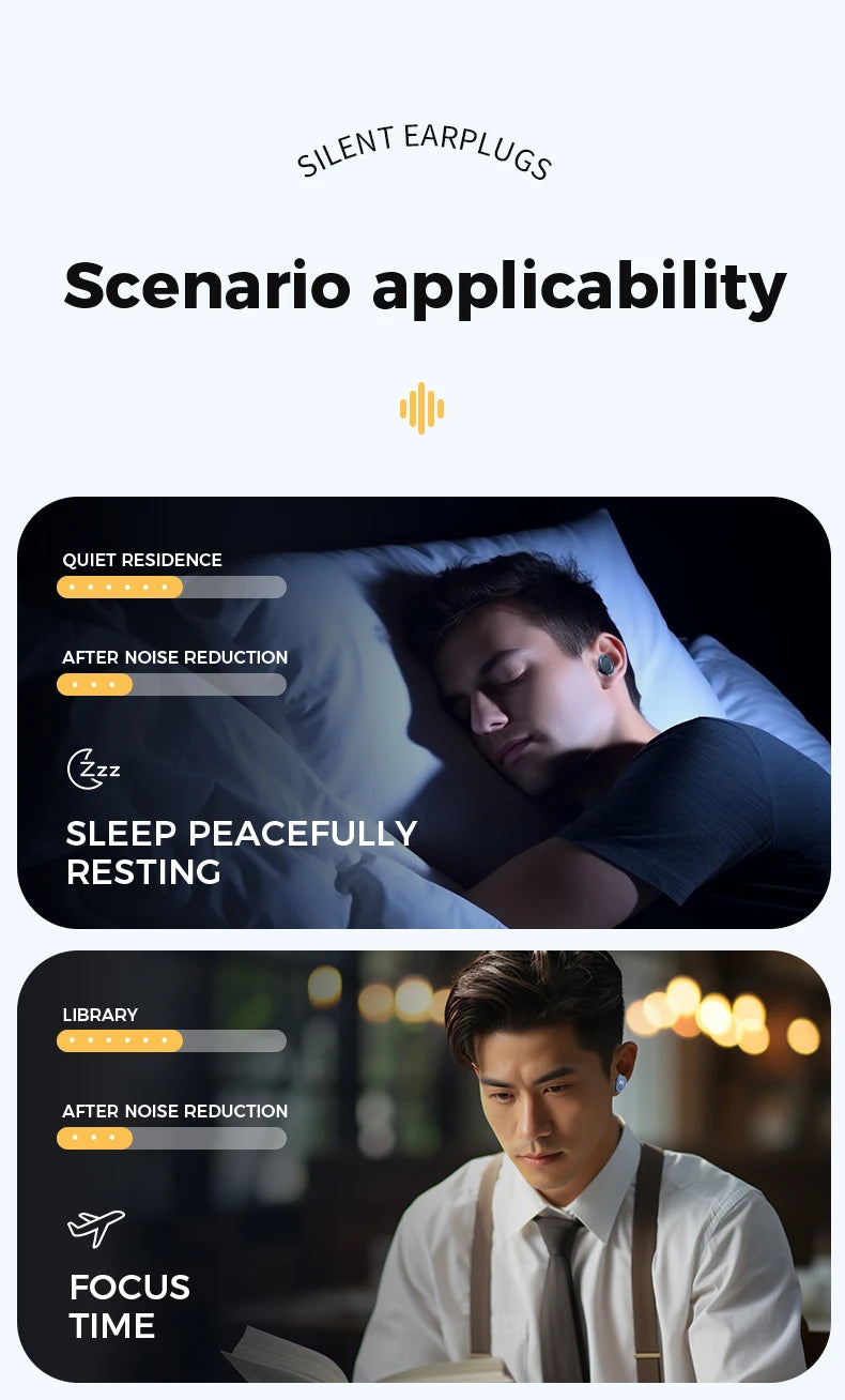Tapones para los oídos silenciosos para dormir, reducción de ruido, súper suaves, reutilizables, protección auditiva, tapones antiruido para conciertos, viajes y trabajo