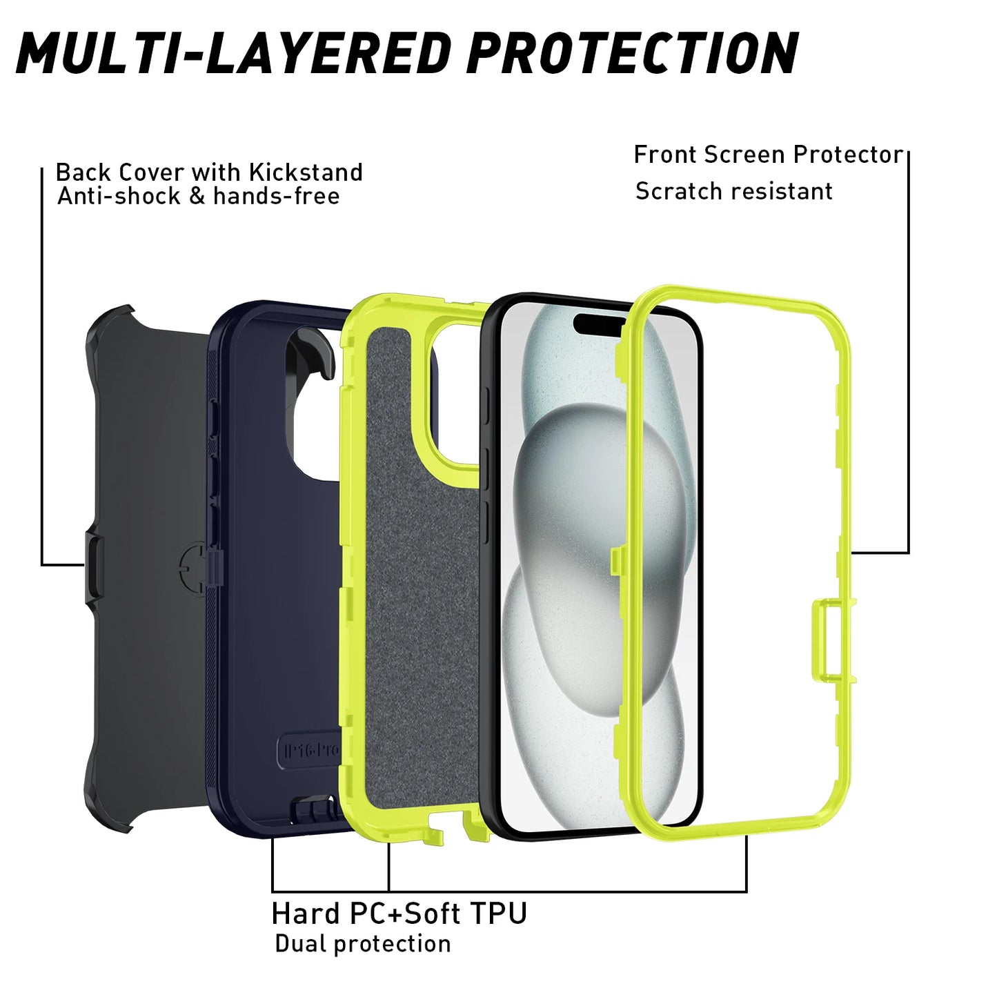 Armadura a prueba de golpes Defender funda de teléfono para iphone 11 12 13 14 15 Pro Max X XS XR XSMAX 7 8 Plus SE2 SE4 PC duro + cubierta trasera de TPU
