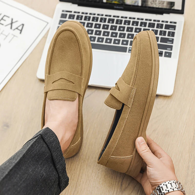 Gran oferta de mocasines sin cordones para hombre, ligeros, transpirables, cómodos, planos para exteriores, suela suave antideslizante, zapatos informales para caminar a diario