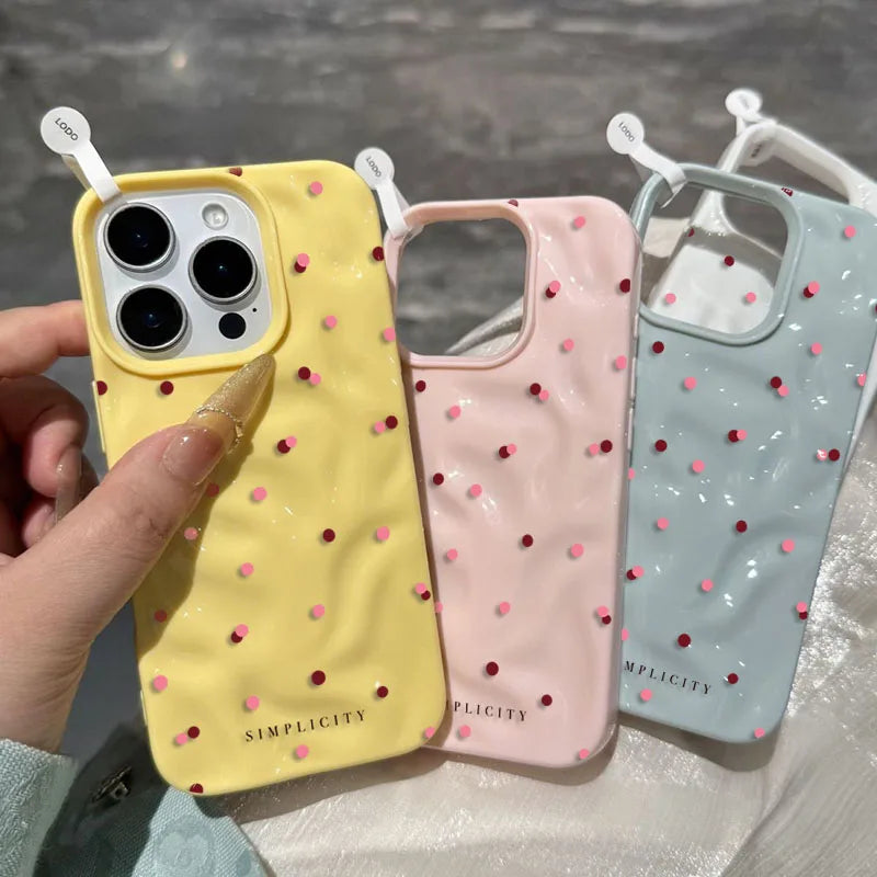 Funda de teléfono con textura de lunares de amor para iPhone 15 16 17 Pro Max, fundas para iPhone 13 14 12 11 Pro 16 Plus 17 Air, funda a prueba de golpes