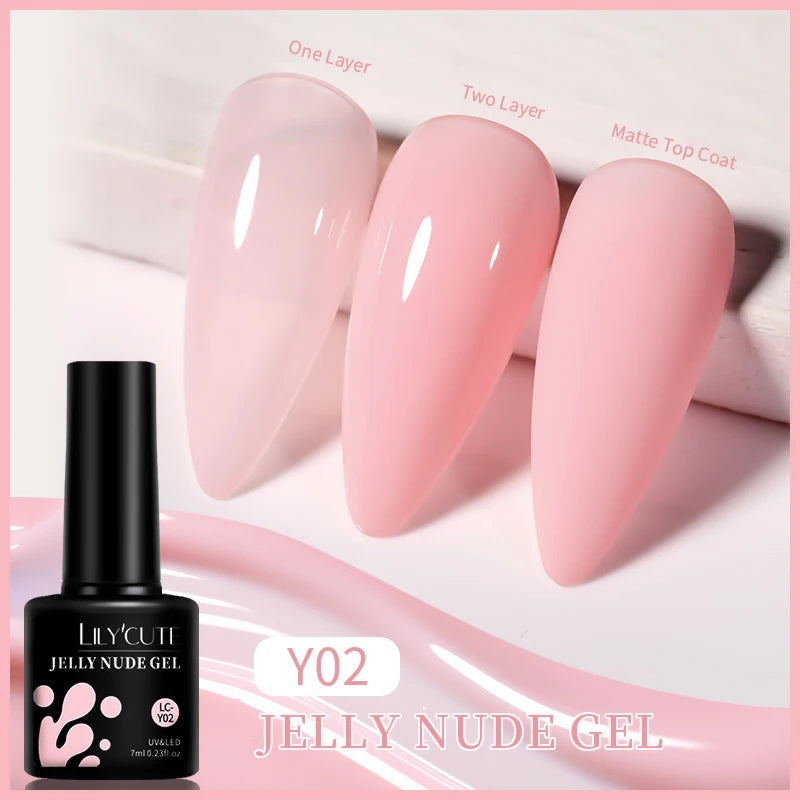 LILYCUTE-esmalte en Gel para uñas, barniz semipermanente para manicura, con LED UV, 129 colores, 7ML
