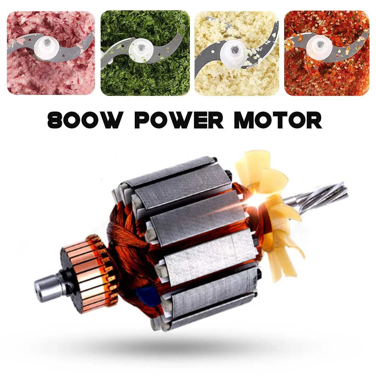 Picadora de carne eléctrica pequeña para el hogar, 3L, 800W, 2 velocidades, de acero inoxidable, máquina picadora automática, procesador de alimentos