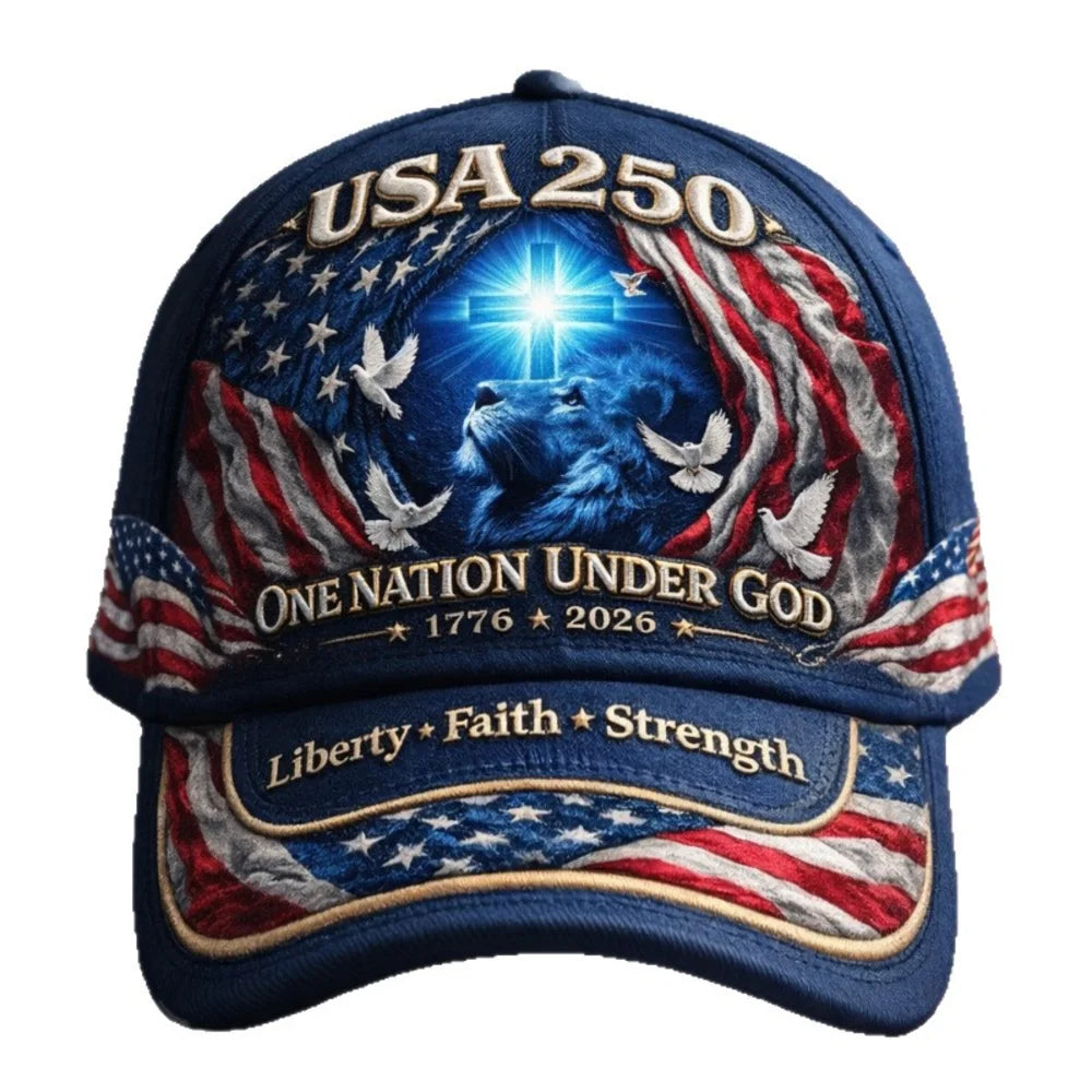 Gorra de béisbol conmemorativa del 250 aniversario de EE. UU. 1776-2026, diseño León de Judá, ajustable, One Nation Under God, regalo bíblico