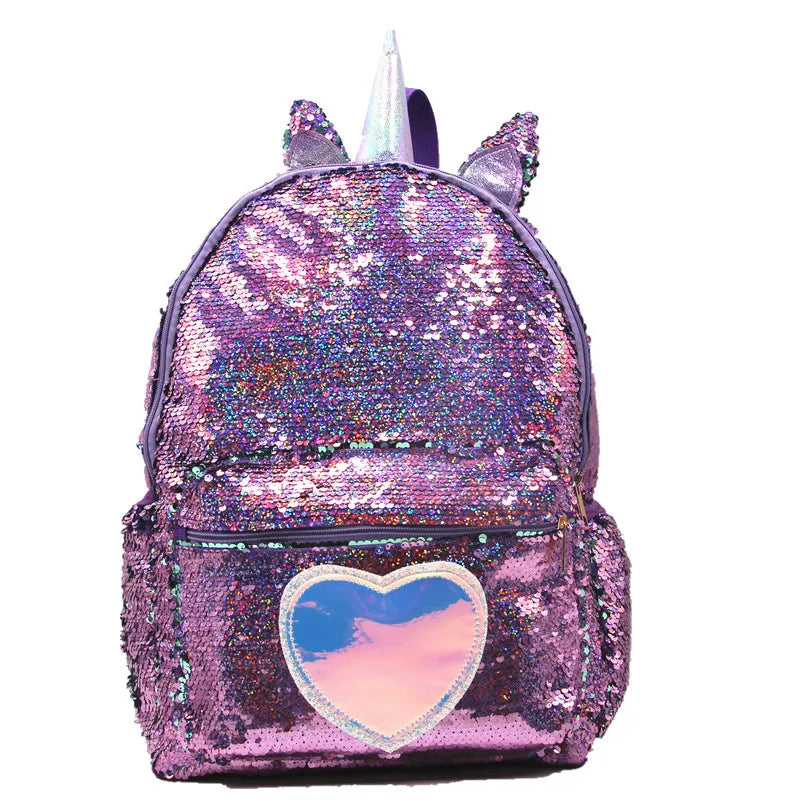 Mochila de lentejuelas de gran capacidad de unicornio para niños, Mochila de dibujos animados para estudiantes, Mochila informal con lentejuelas, mochilas para volver a la escuela