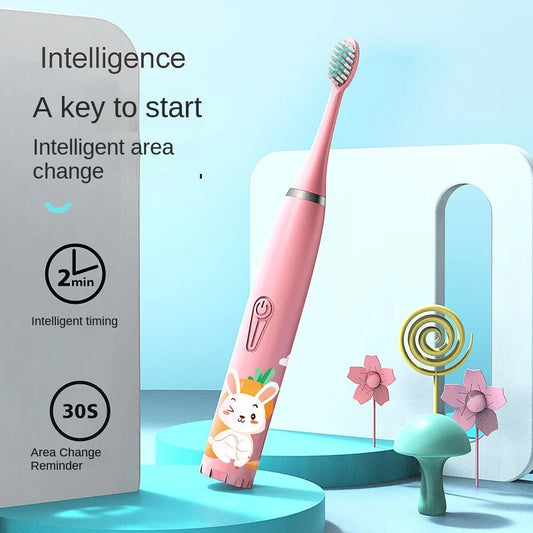 Cepillo de dientes eléctrico para niños, venta al por mayor, pelo suave de dibujos animados, IP7, resistente al agua, vibración ultrasónica, regalos