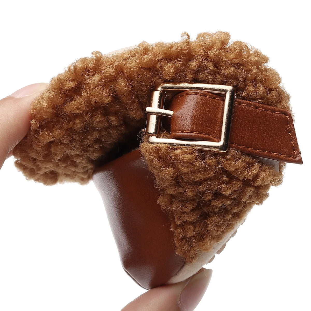Zapatos para bebé recién nacido, calzado suave y cómodo para caminar, antideslizante para interiores, felpa cálida y gruesa para primeros pasos