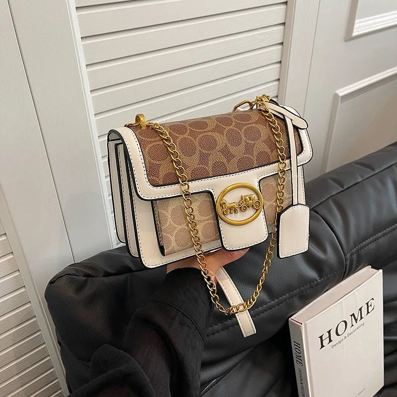 Bolso de Mujer de Diseño Avanzado 2026, Nuevo, Moderno y Elegante, con Cadena, Versátil, Bandolera, Bolso Cuadrado Pequeño