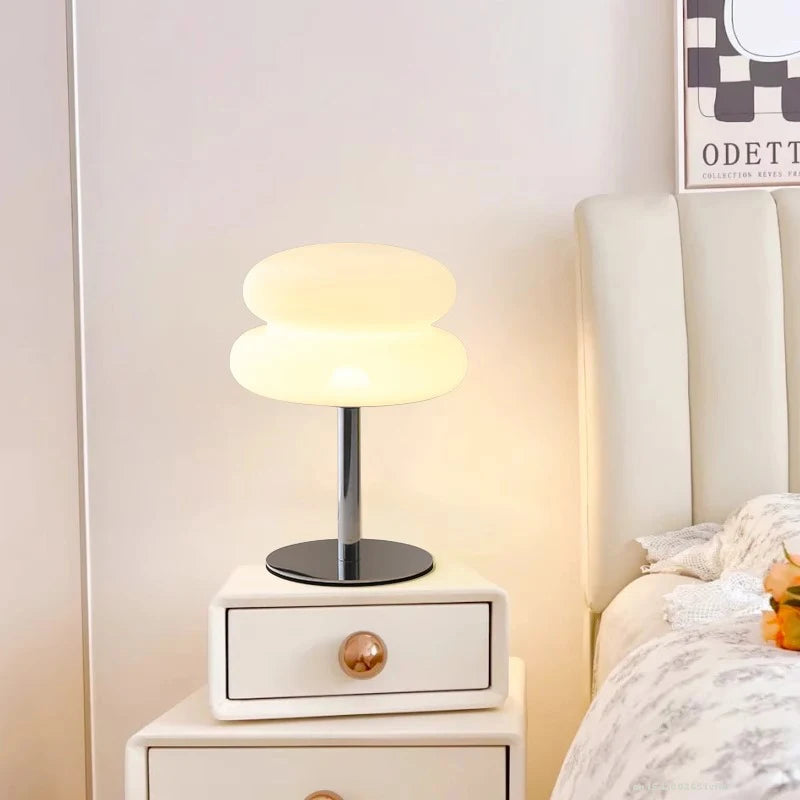 Lámpara de mesa, lámparas de dormitorio, enchufe USB, lámpara de mesa LED con forma de seta, iluminación ambiental para sala de estar y comedor (no de vidrio)