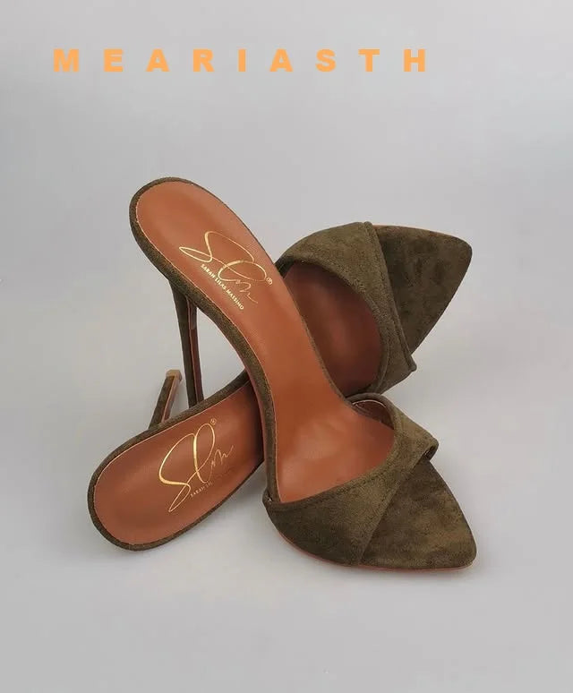 Zapatillas de crin de verano, zapatos de mujer, Sandalias de tacón de aguja súper alto, sandalias de mujer con punta abierta y pasarela para fiesta, talla grande 44