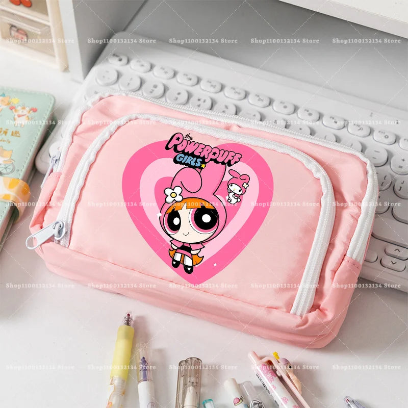 Estuche para lápices de las Chicas Superpoderosas, estuche para lápices con múltiples bolsillos, bolsa para lápices de gran capacidad para estudiantes, bolsa organizadora de papelería, regalo