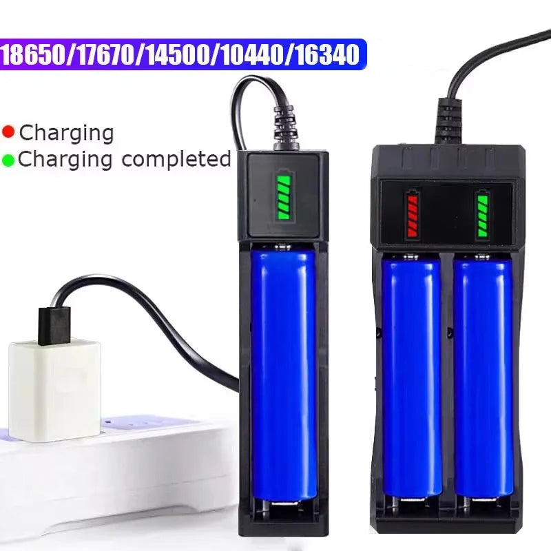 Cargador de batería 18650, 1/2/4 ranuras, carga Dual 18650, batería de litio recargable de 3,7 V, cargador USB para 16340 14500 18650